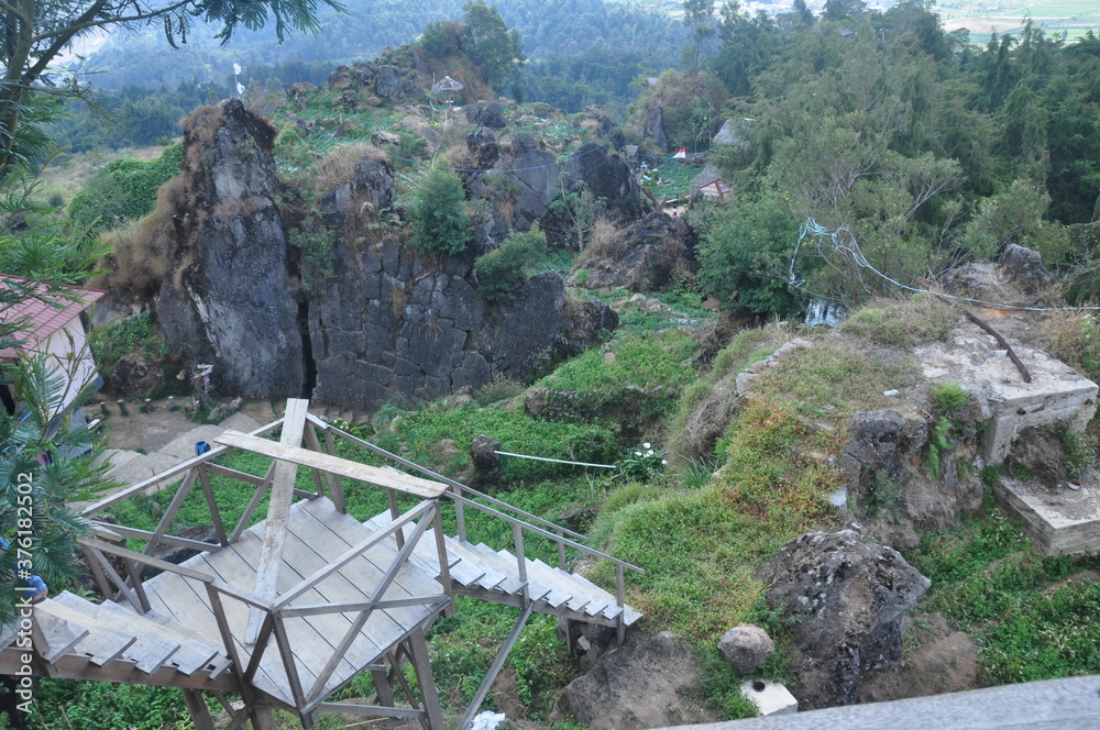 Fototapeta premium September 6, 2020 Kebumen, Central Java, Indonesia Photos of photos of tourist attractions in the Dieng Wonosobo area with its beautiful highlands and lots of mountains