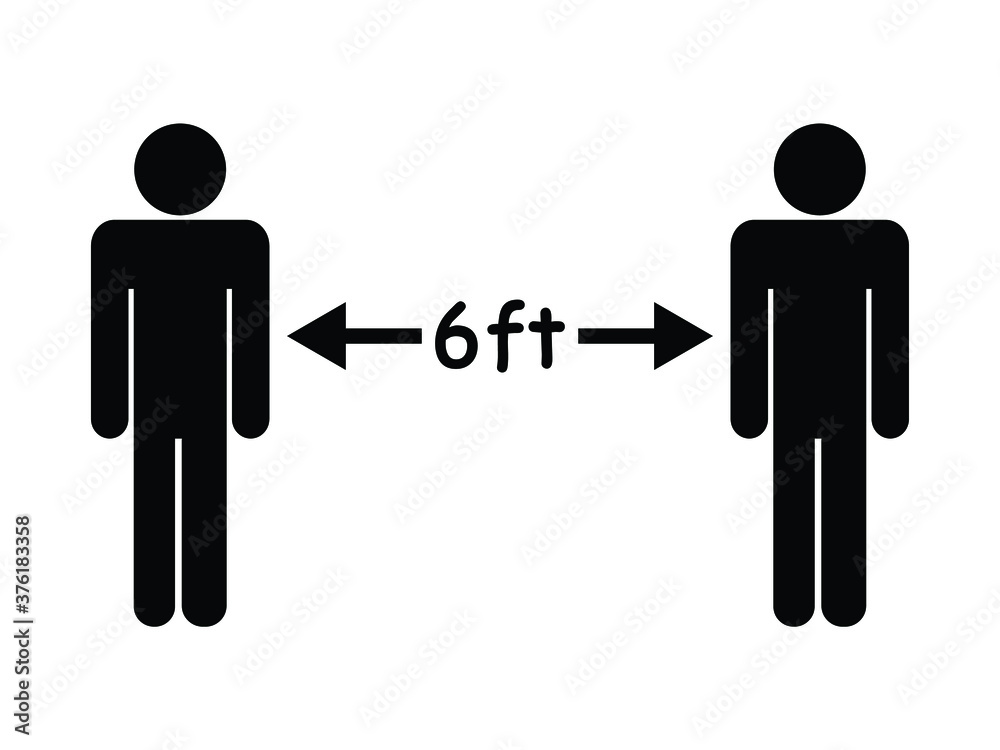 Social Distancing 6 ft Stick Figure. Black and White Icon Depicting Physical Distance of Six Feet During Pandemic Outbreak to Prevent Virus. EPS Vector Social Distancing 6 ft Stick Figure. Black and White Icon Depicting Physical Distance of Six Feet During Pandemic Outbreak to Prevent Virus. EPS Vector