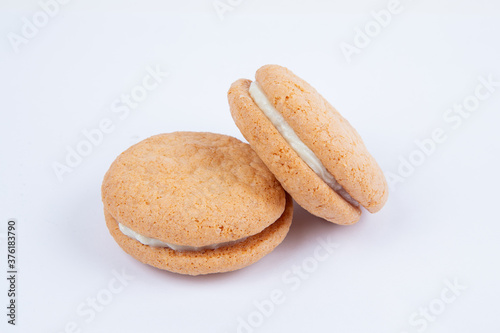 fresh pastry with filling, isolated on a white background