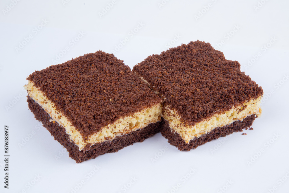 fresh pastry, with filling, isolated on a white background fresh pastry, with filling, isolated on a white background