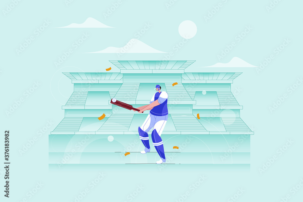 Cricket Batsman - Vector Illustration