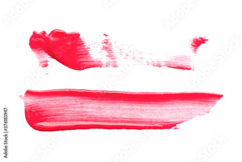 Red lipstick smear isolated on the white background.