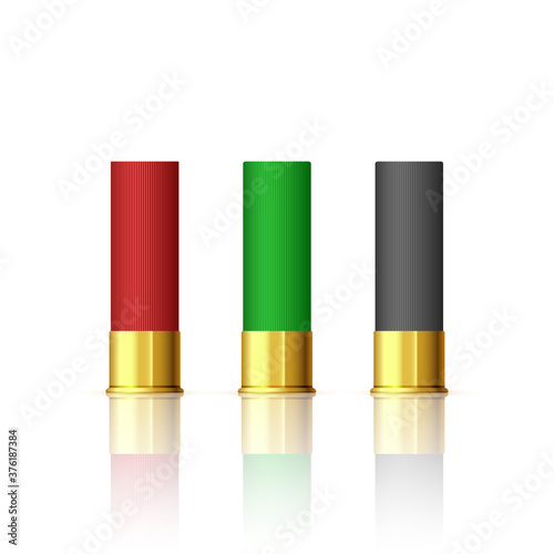 Rifle Bullet Set. Shotgun Hunting Firearms Cartridges. Different Rifle Bullet. Vector photo