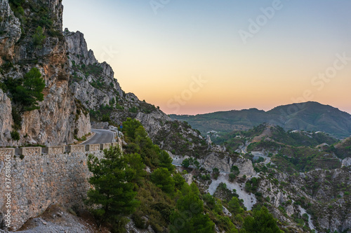 Obraz na plátne Carretera de la cabra, a secondary road that connects Granada with Almuñecar and runs through the mountains, Vista at dawn