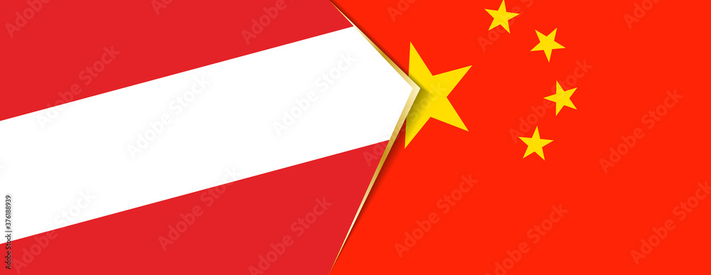 Austria and China flags, two vector flags. Austria and China flags, two vector flags.