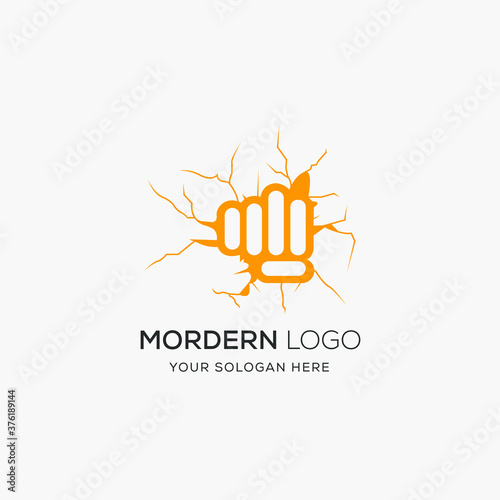 Clenched fist Gym logo or label. Vector illustration