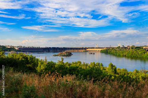 Dnieper Hydroelectric Station on the Dnieper river in Zaporizhia  Ukraine