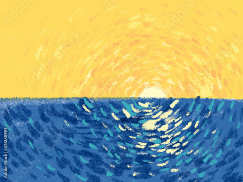 abstract  sunset and sea illustration 