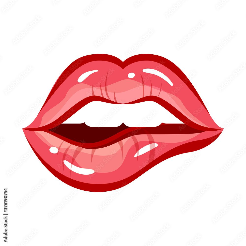 Sexy woman lips. Vector lipstick mouth, red female makeup Sexy woman lips. Vector lipstick mouth, red female makeup