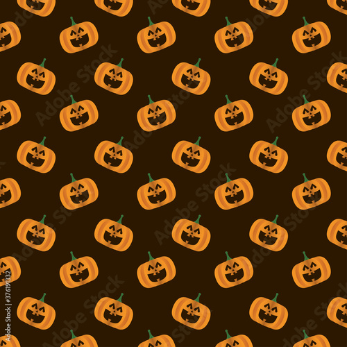 happy halloween card with pumpkins pattern background