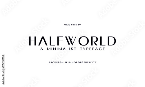 Simple uppercase typography font set. Alphabet typeface design vector.