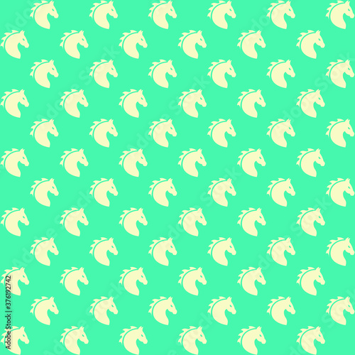 cream horse head with blue background repeat pattern