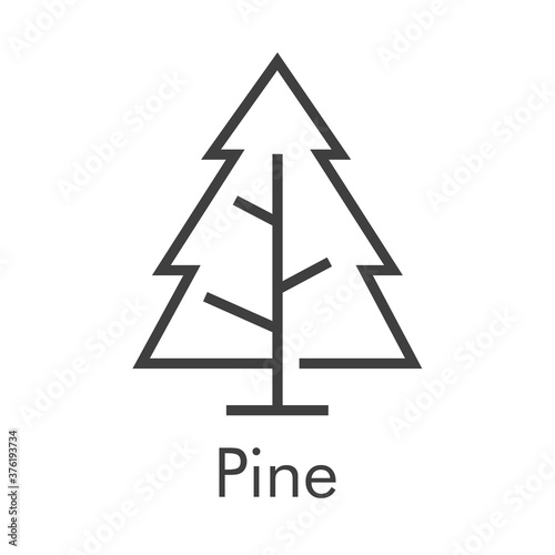 Árbol de navidad. Símbolo abeto. Icono lineal árbol abstracto con ramas con triángulos en color gris