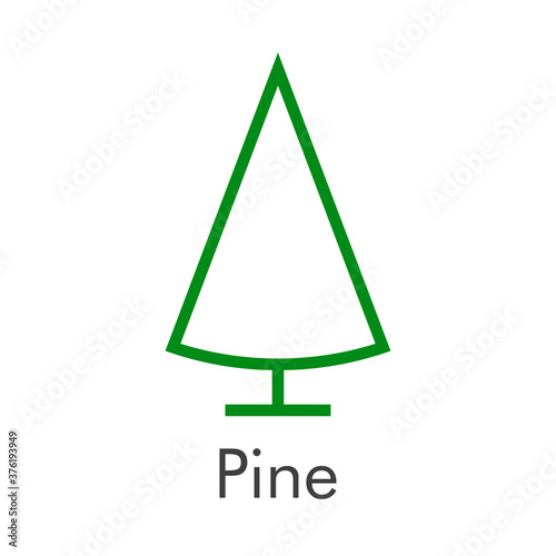 Árbol de navidad. Símbolo abeto. Icono lineal árbol abstracto en forma de cono en color verde