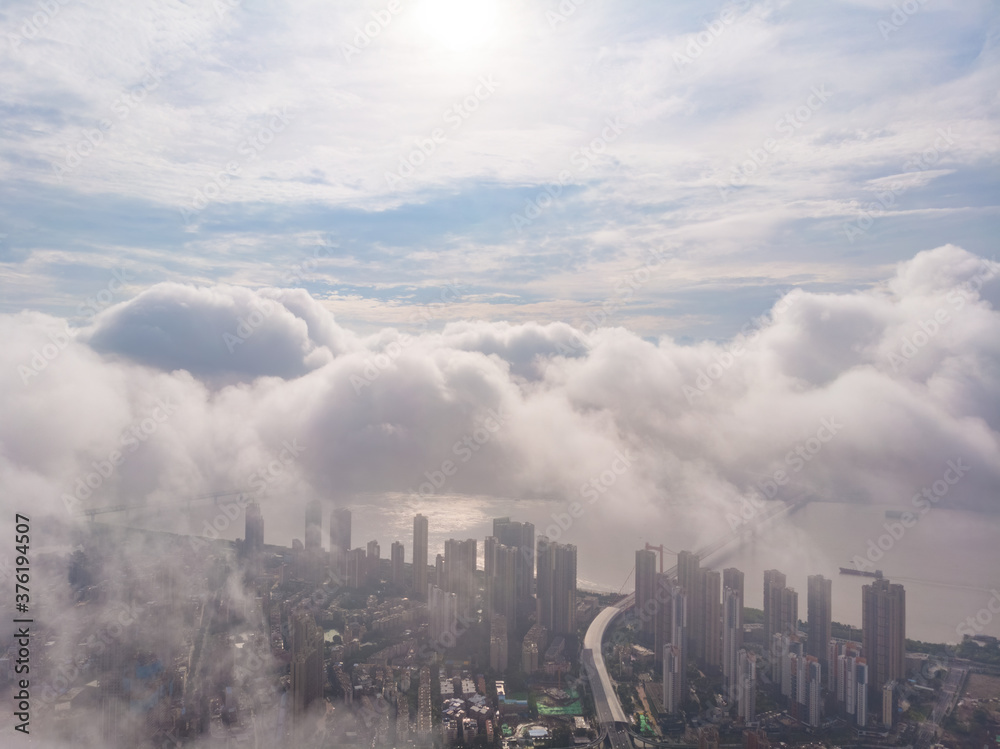 Summer city skyline scenery of Wuhan, Hubei, China