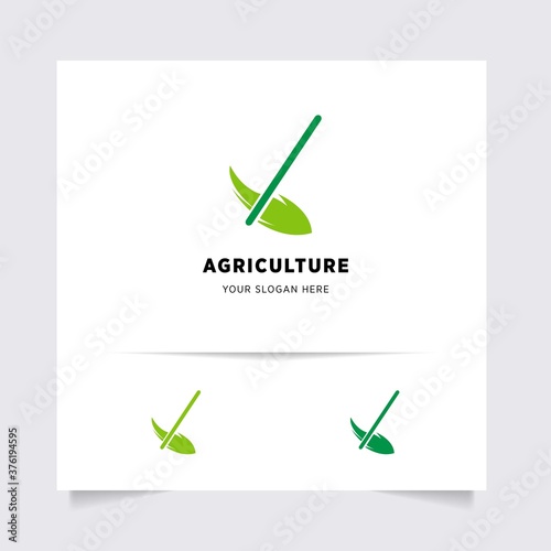 flat emblem logo design for Agriculture with the concept of green leaves vector. Green nature logo used for agricultural systems, farmers, and plantation products. logo template.