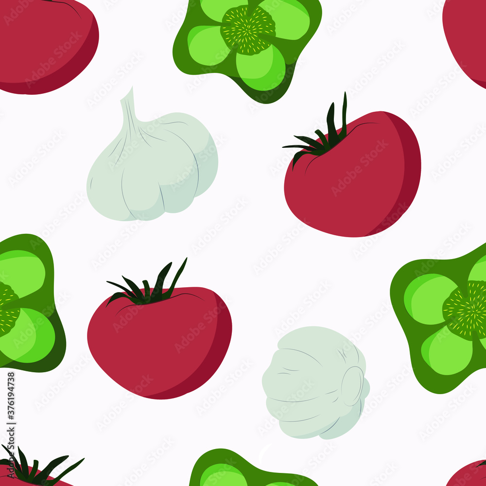 vector seamless pattern with vegetables. background with pepper, tomato, and garlic. for packaging, menu and fabric design. vegetarian and vegan style. vector seamless pattern with vegetables. background with pepper, tomato, and garlic. for packaging, menu and fabric design. vegetarian and vegan style.