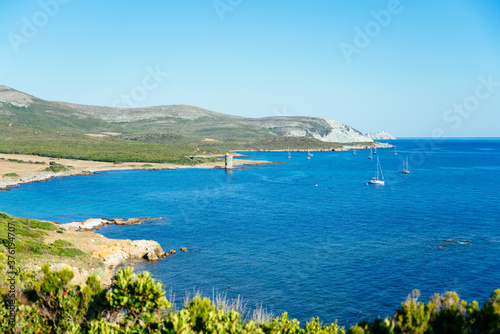 wild seascape on the "Sentier des douaniers" path, in Cape Corse, Corsica