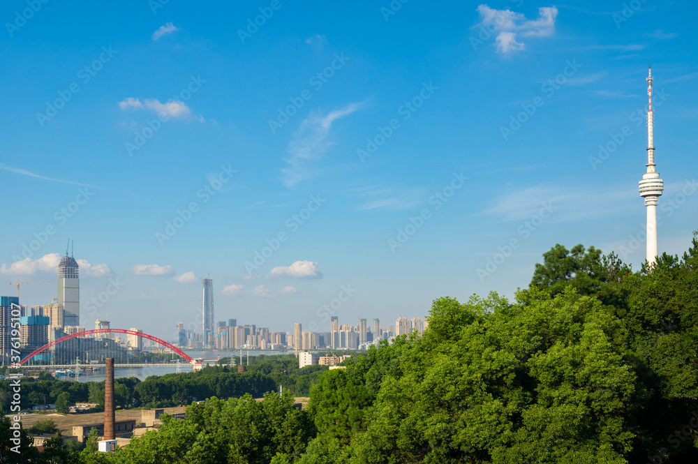 Summer city skyline scenery of Wuhan, Hubei, China