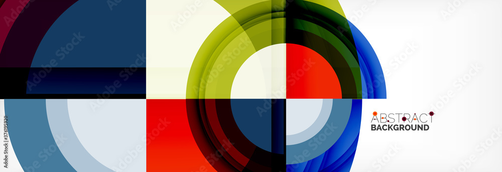 Round shapes, triangles and circles. Modern abstract background