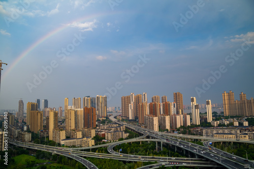 Summer city skyline scenery of Wuhan, Hubei, China