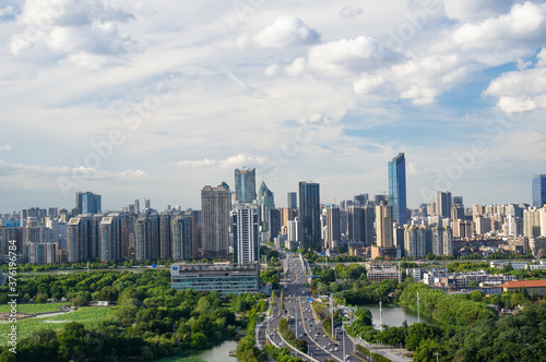 Summer city skyline scenery of Wuhan, Hubei, China