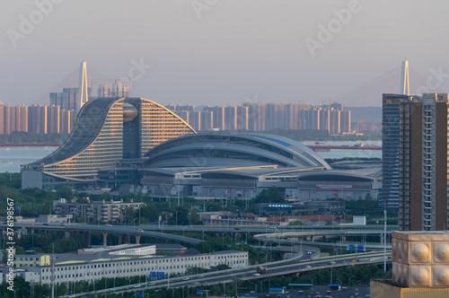 Summer city skyline scenery of Wuhan  Hubei  China