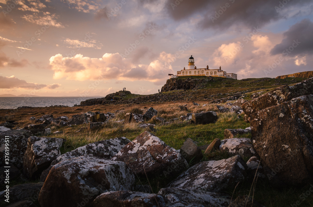 Neist Point Lighthouse at sunset, Isle of Skye, Scotland