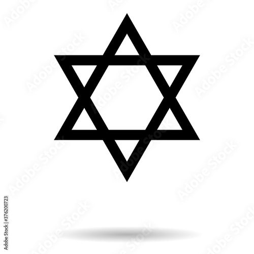 David star icon, israel symbol of religion judaism. Hexagram jerusalem symbol. Biblical flat seal