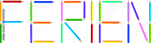 Ferien Schriftzug aus Buntstiften 