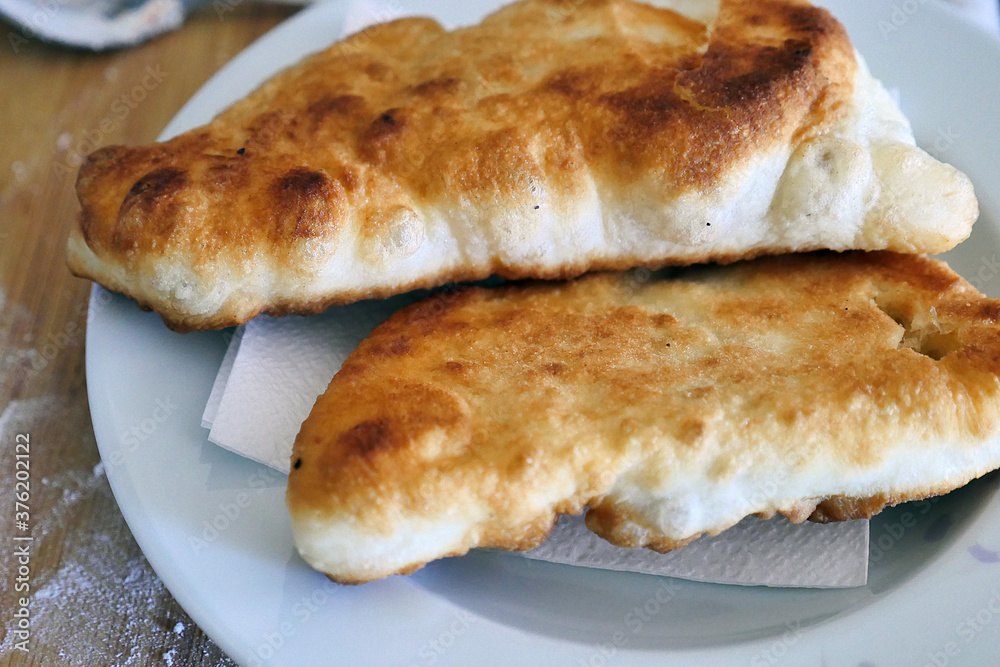homemade dough fried in oil, fat bagel, homemade dough fried in oil, fat bagel,