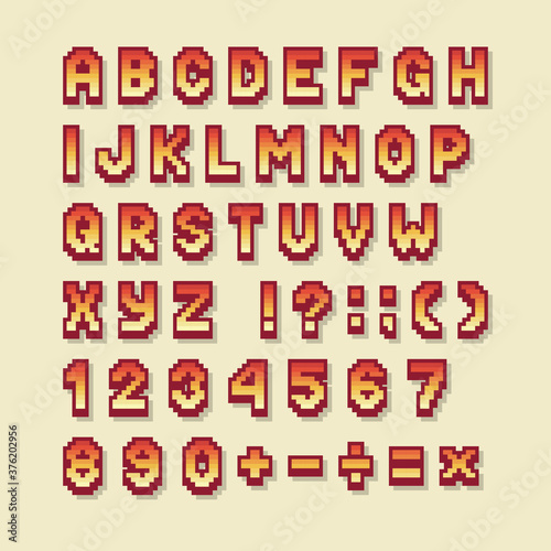 Pixel retro 8 bit alphabet