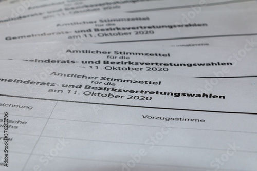 ballot paper. for Elections in Austria, Vienna 2020 photo