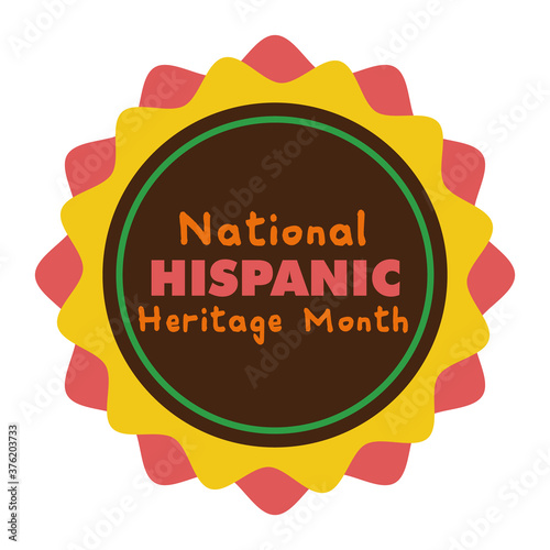national hispanic heritage lettering in lace flat style icon