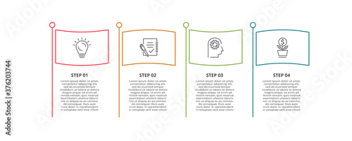 Thin line element for infographic. Template for diagram, graph, presentation and chart. Concept with 4 options.