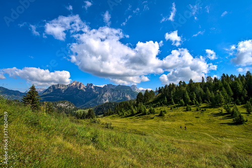 Wide view of a valley in the Dolomites, Unesco World Heritage