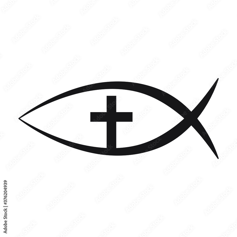 Obraz premium Jesus Fish, Christian Ichthys Fish symbol icon