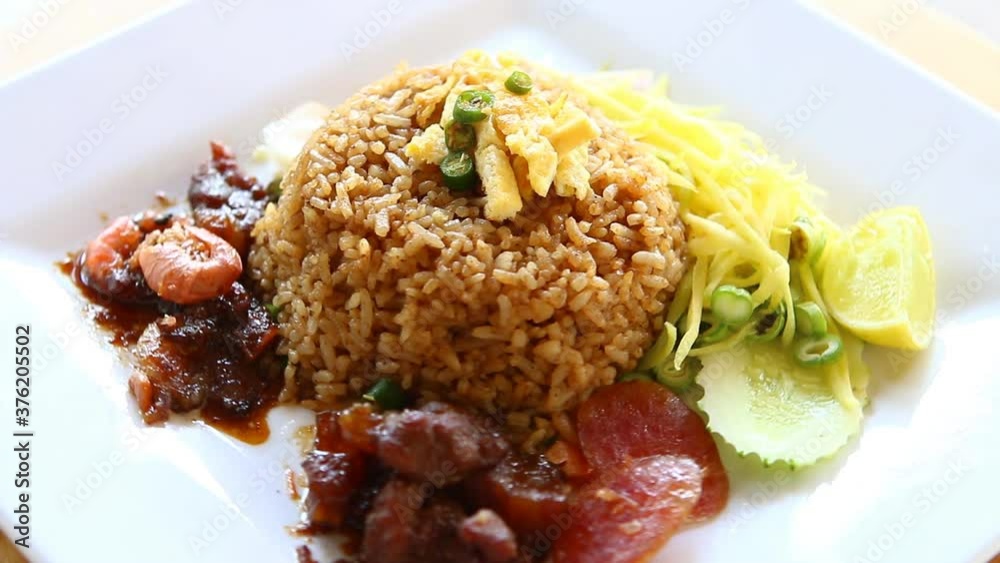Rice Seasoned with Shrimp Paste Recipe, Thai famous food Rice Seasoned with Shrimp Paste Recipe, Thai famous food