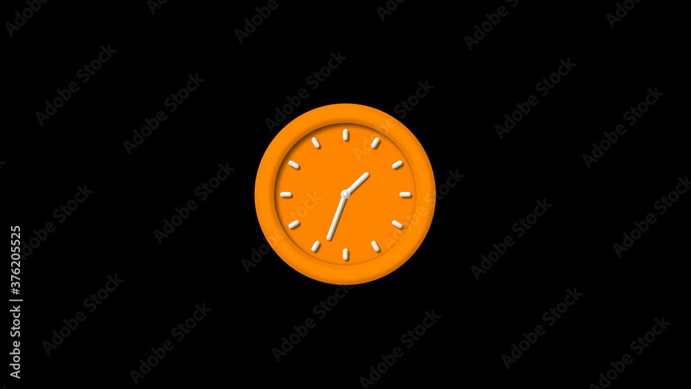 Fototapeta premium 3d wall clock,orange color counting clock icon on black background