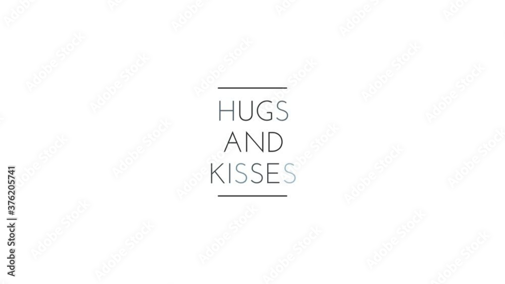 Hugs and Kisses with text effect isolated white background. Animated text effect. Letter and text effect Hugs and Kisses with text effect isolated white background. Animated text effect. Letter and text effect