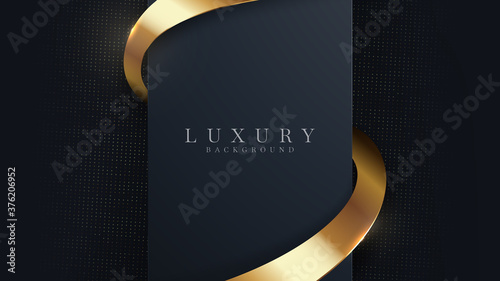 Luxury background With golden curves on the dark, vector illustration.
