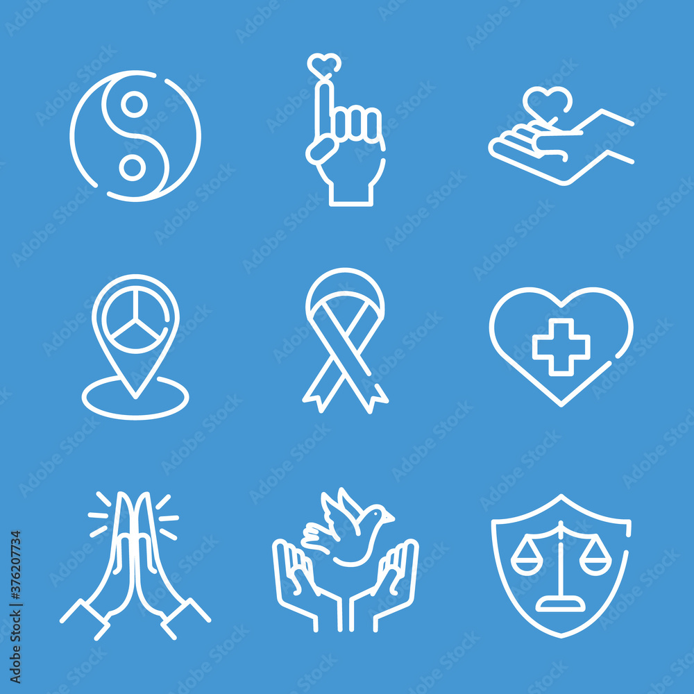 bundle of nine human rights line style set icons bundle of nine human rights line style set icons