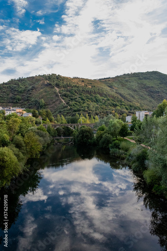 Landscape with river and clouds - El Bierzo, Spain