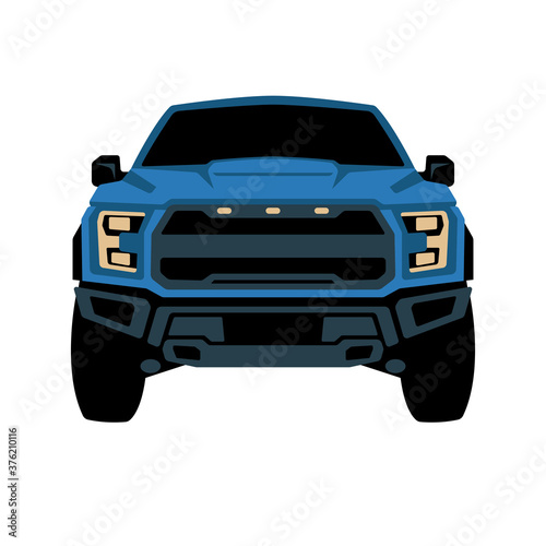 blue modern truck offroad  , front view, vector