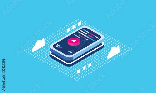 Modern Isometric 3D Mobile Icon Vector