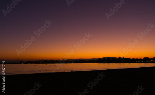 sunset view from the beach of roses in Costa Brava