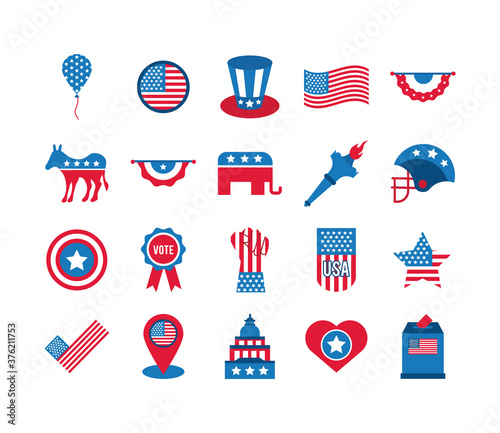 bundle of twenty usa elections set collection icons