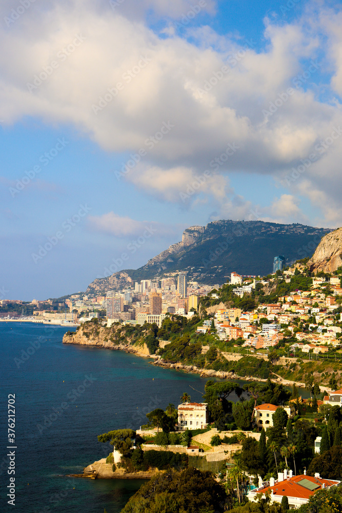 View of the city of Monaco, harbor and bay view