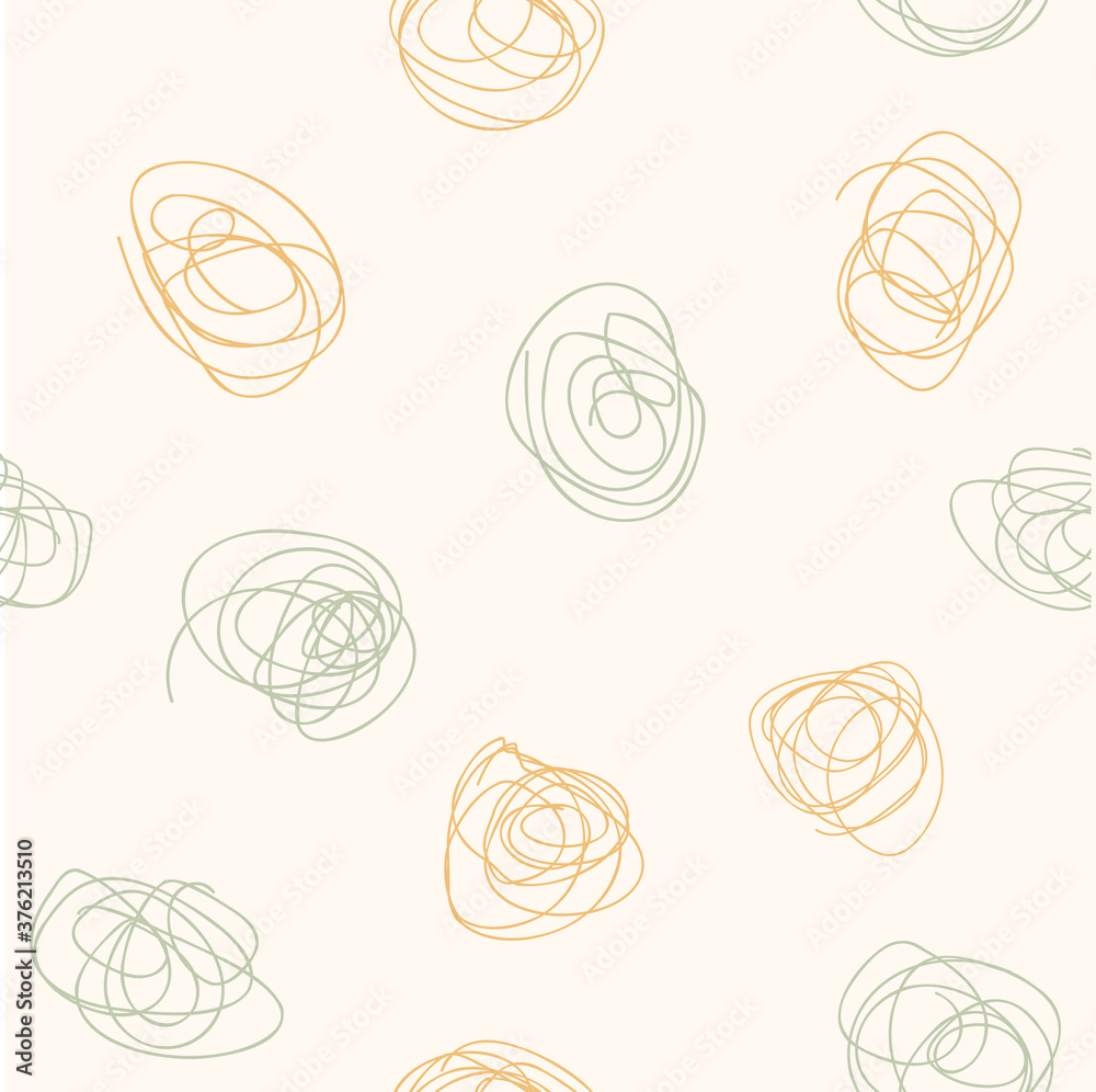 Abstract modern aesthetic seamless patterns with trendy tangled lines. Creative Scandinavian background for fabric, packaging, textile, wallpaper, clothing. Vector illustration in hand drawn style.