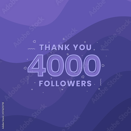 Thank you 4000 followers, Greeting card template for social networks.